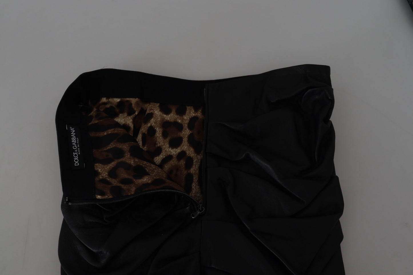 Dolce & Gabbana – Schwarzer A-Linien-Minirock aus Lammleder