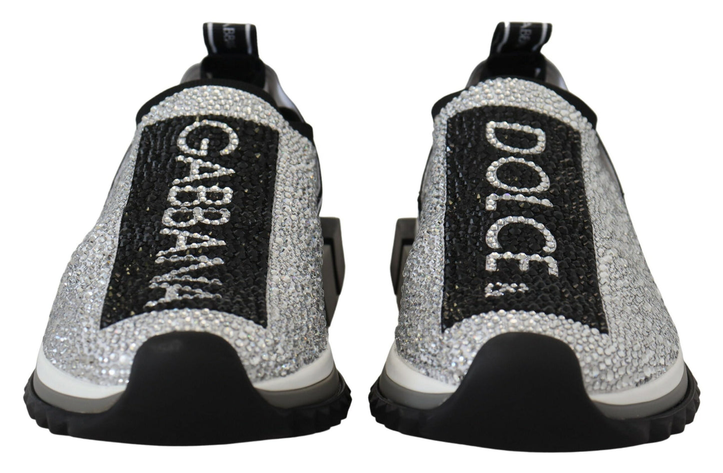 Dolce & Gabbana Silber Strass Sorrento Sneakers Schuhe