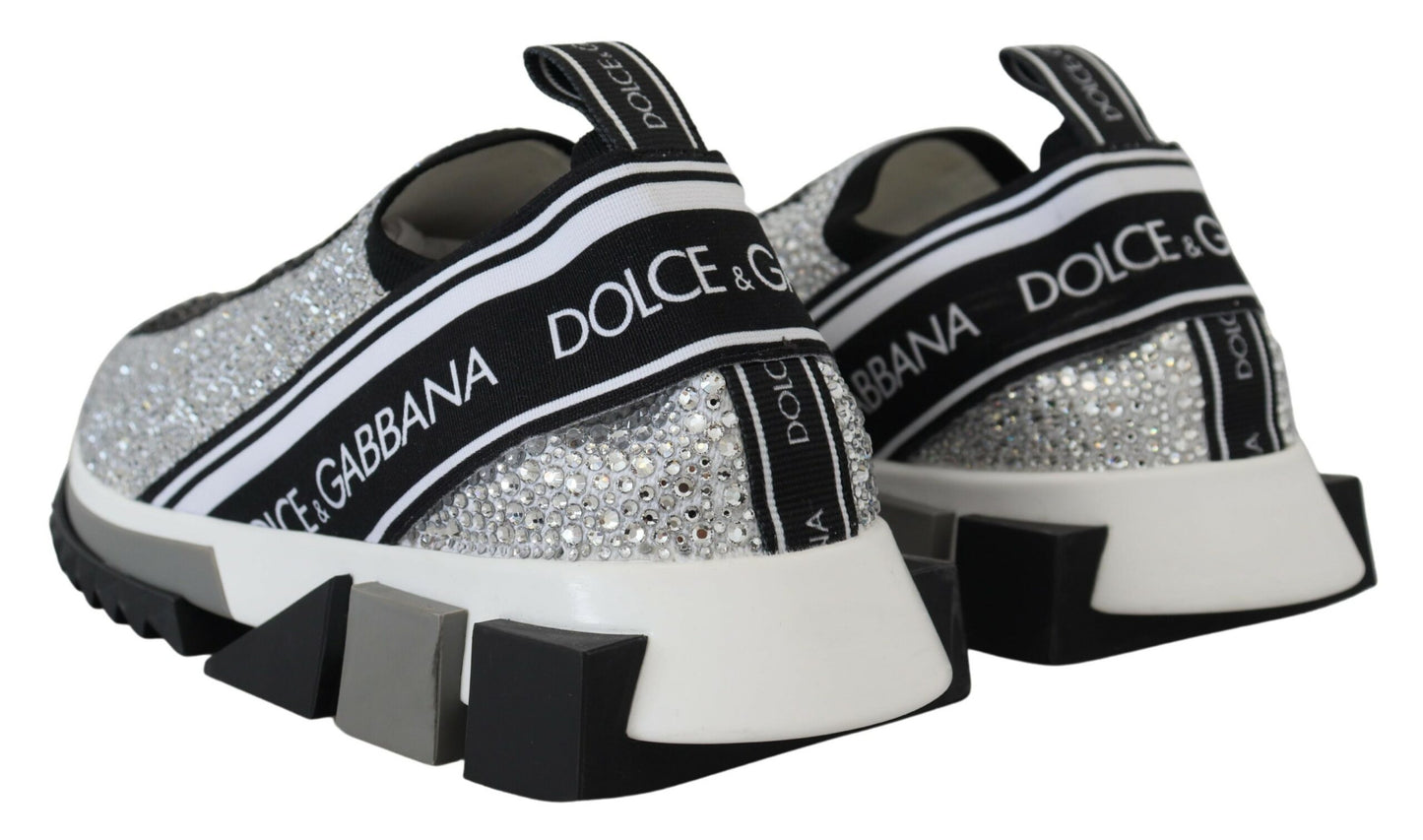 Dolce & Gabbana Silber Strass Sorrento Sneakers Schuhe