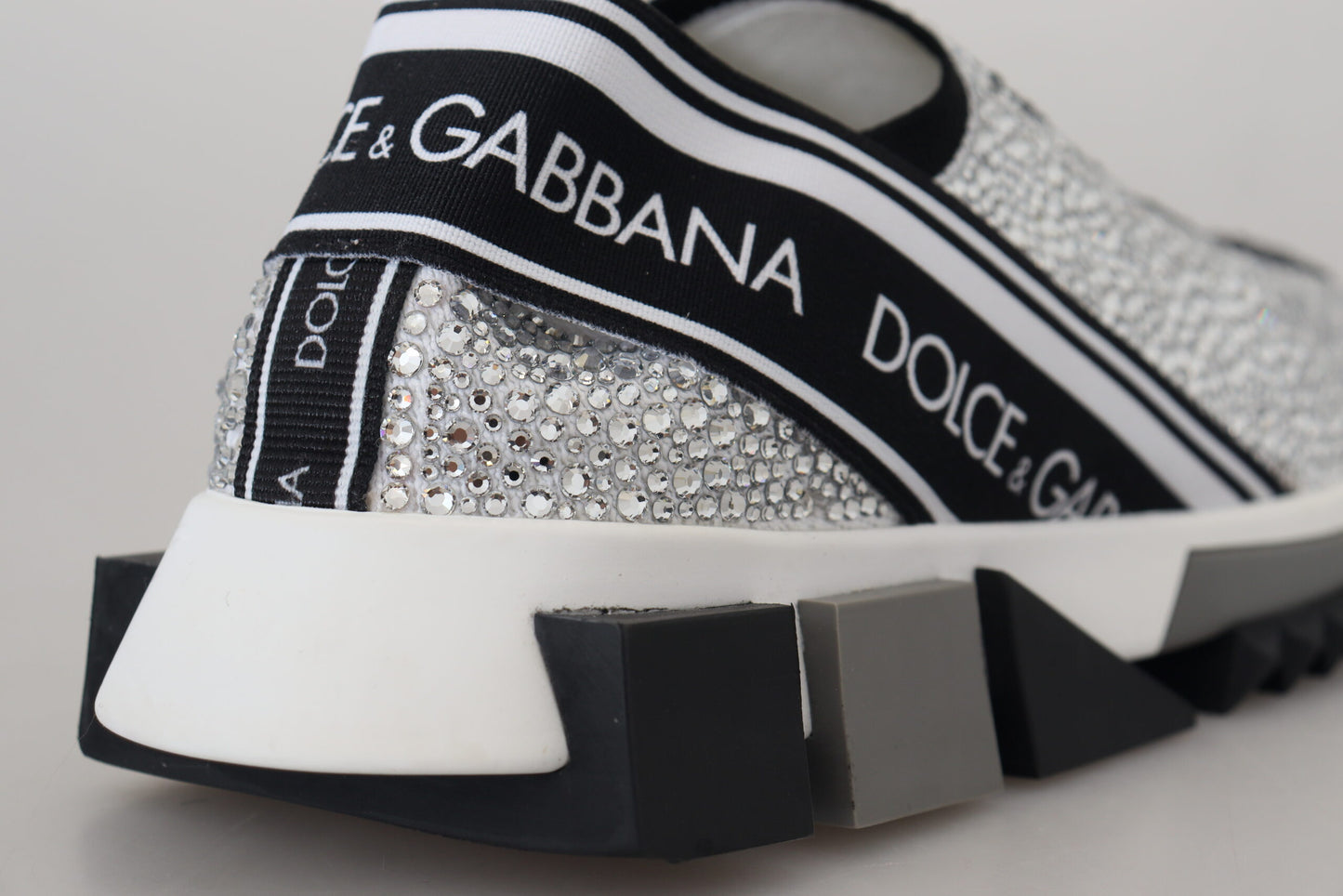 Dolce & Gabbana Silber Strass Sorrento Sneakers Schuhe