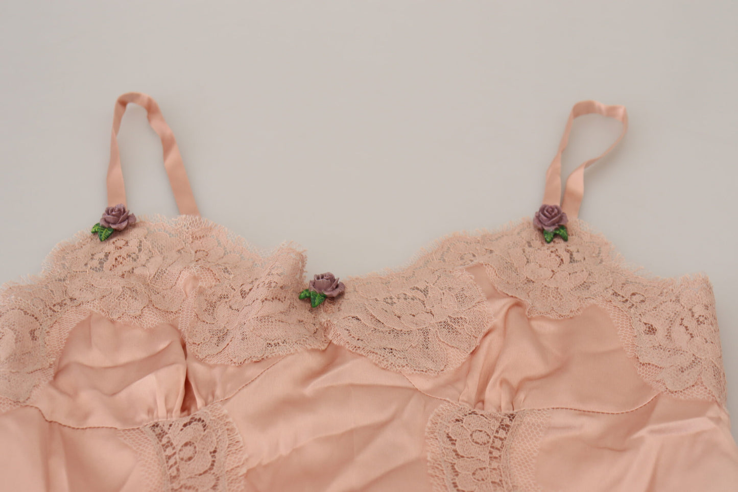 Dolce & Gabbana – Tanktop mit rosa Satinspitze und Rosen