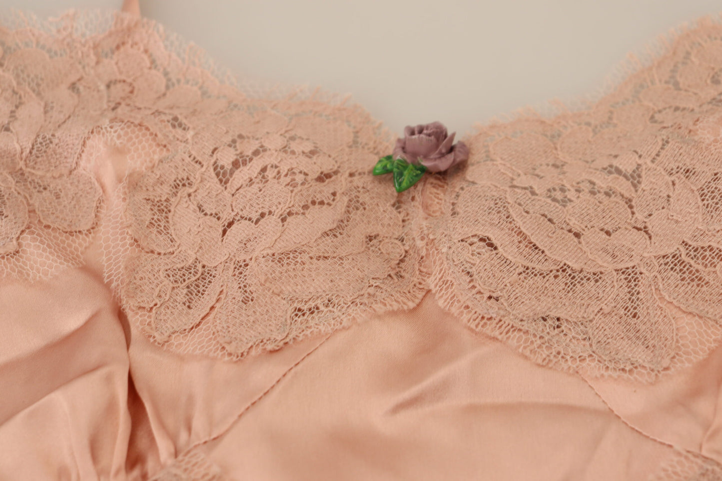 Dolce & Gabbana – Tanktop mit rosa Satinspitze und Rosen