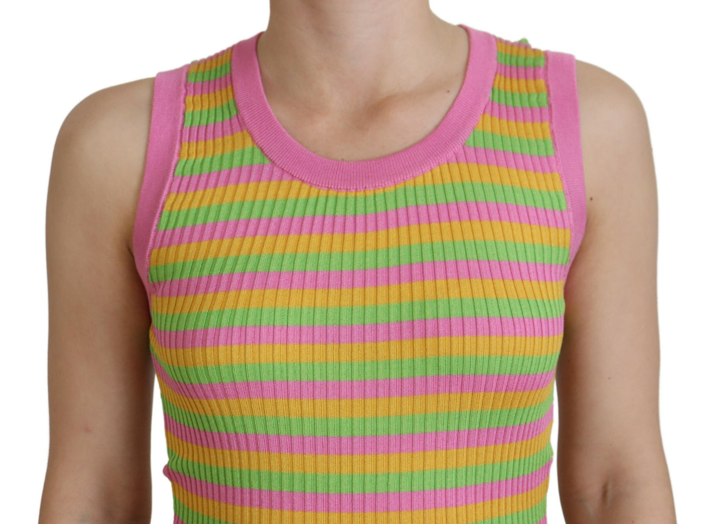 Dolce & Gabbana Mehrfarbiges Seidenwesten-Pullover-Tanktop