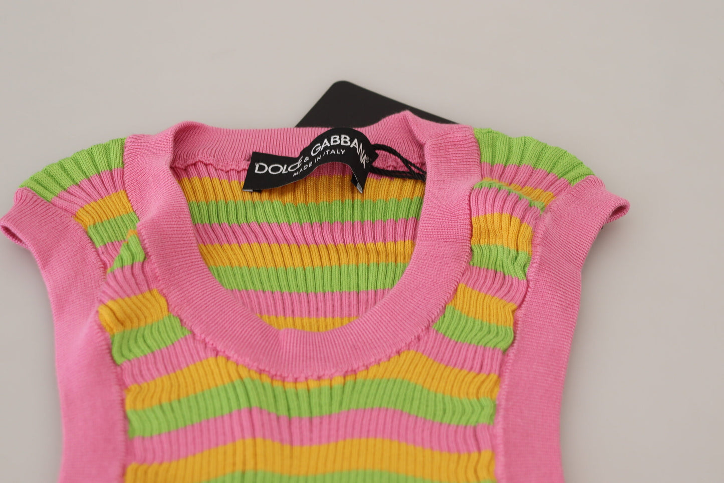 Dolce & Gabbana Mehrfarbiges Seidenwesten-Pullover-Tanktop