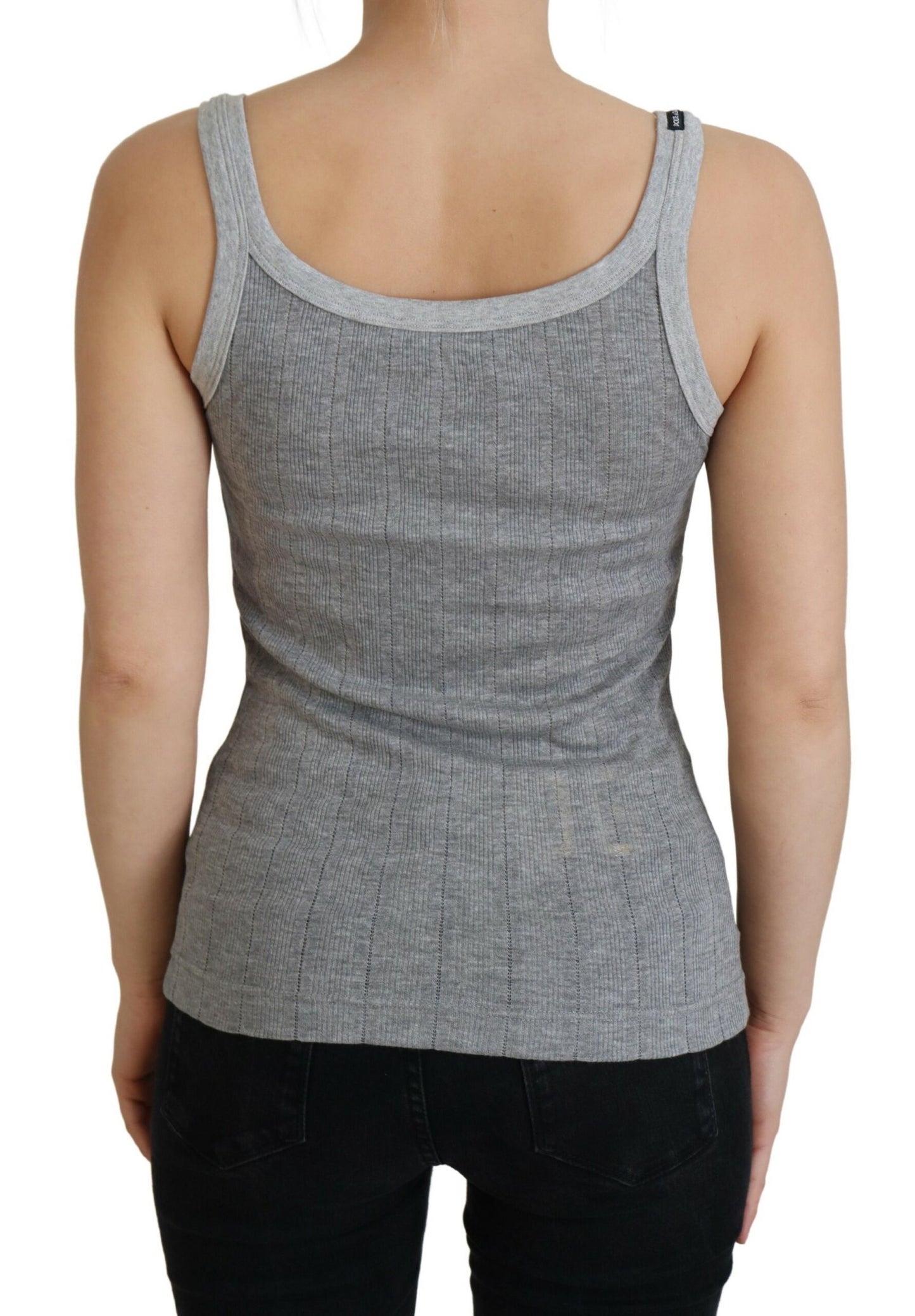 Graues Canotta-Tanktop-T-Shirt aus Baumwollmodal von Dolce & Gabbana
