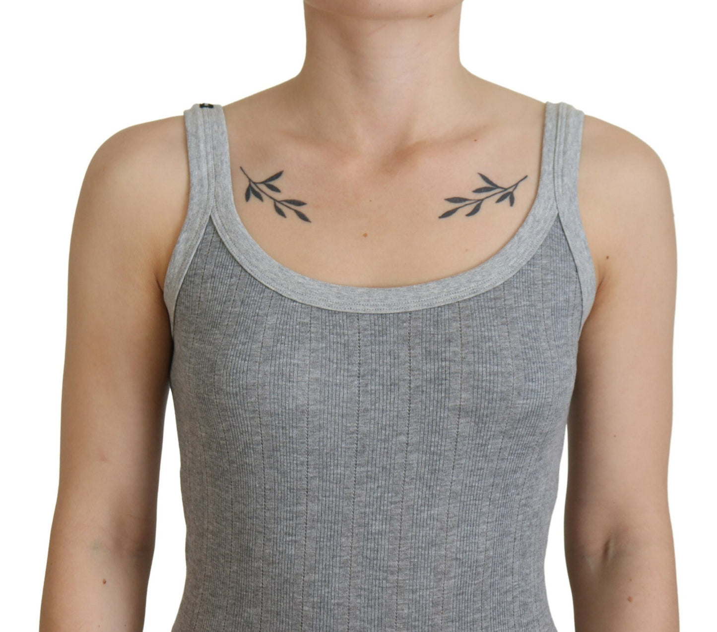 Graues Canotta-Tanktop-T-Shirt aus Baumwollmodal von Dolce & Gabbana