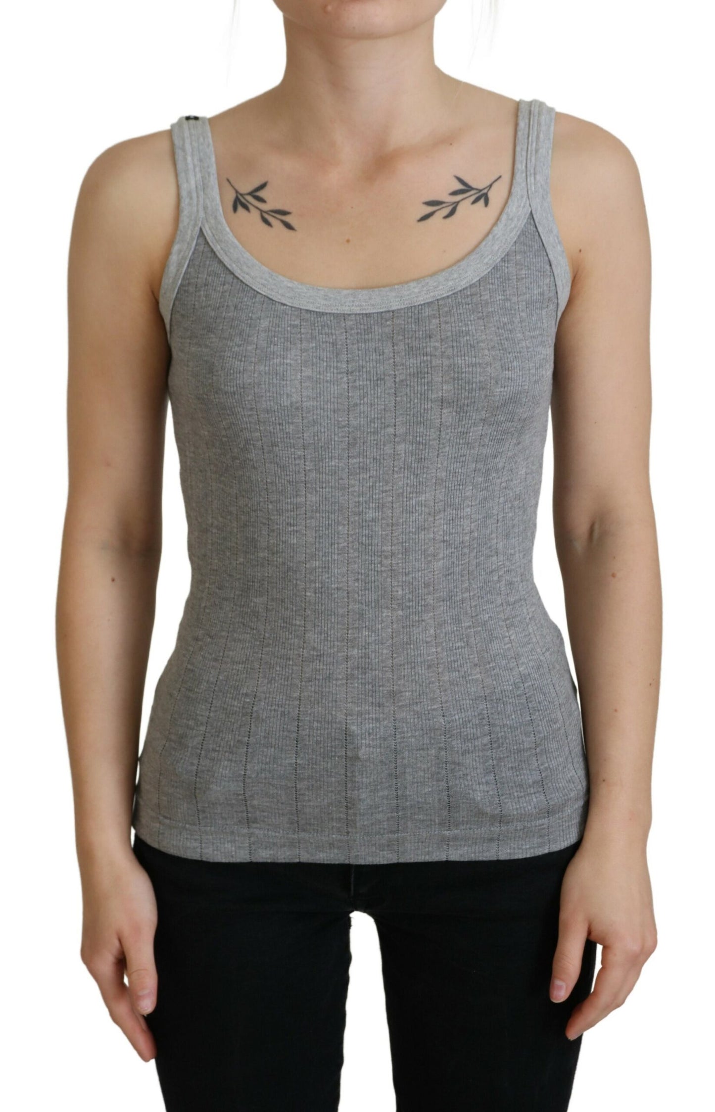 Graues Canotta-Tanktop-T-Shirt aus Baumwollmodal von Dolce & Gabbana