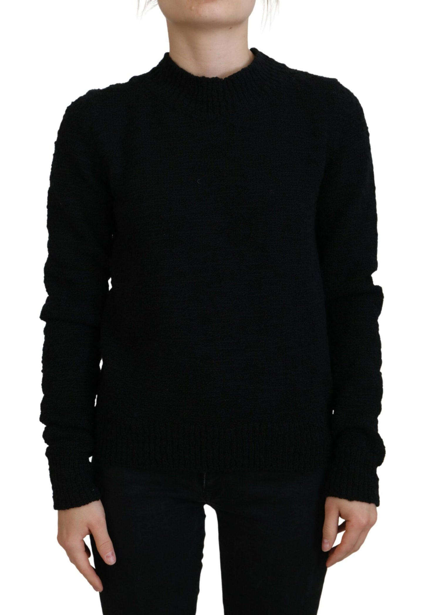 Dolce & Gabbana – Schwarzer Pullover aus Wollstrick mit Rundhalsausschnitt
