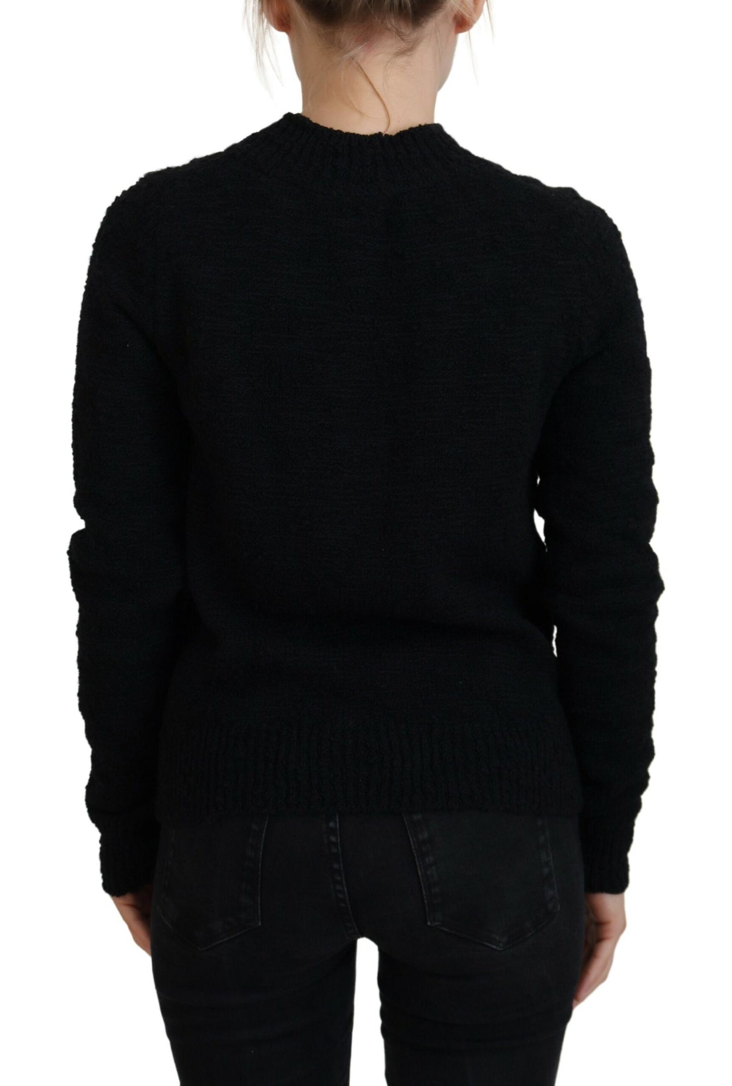Dolce & Gabbana – Schwarzer Pullover aus Wollstrick mit Rundhalsausschnitt