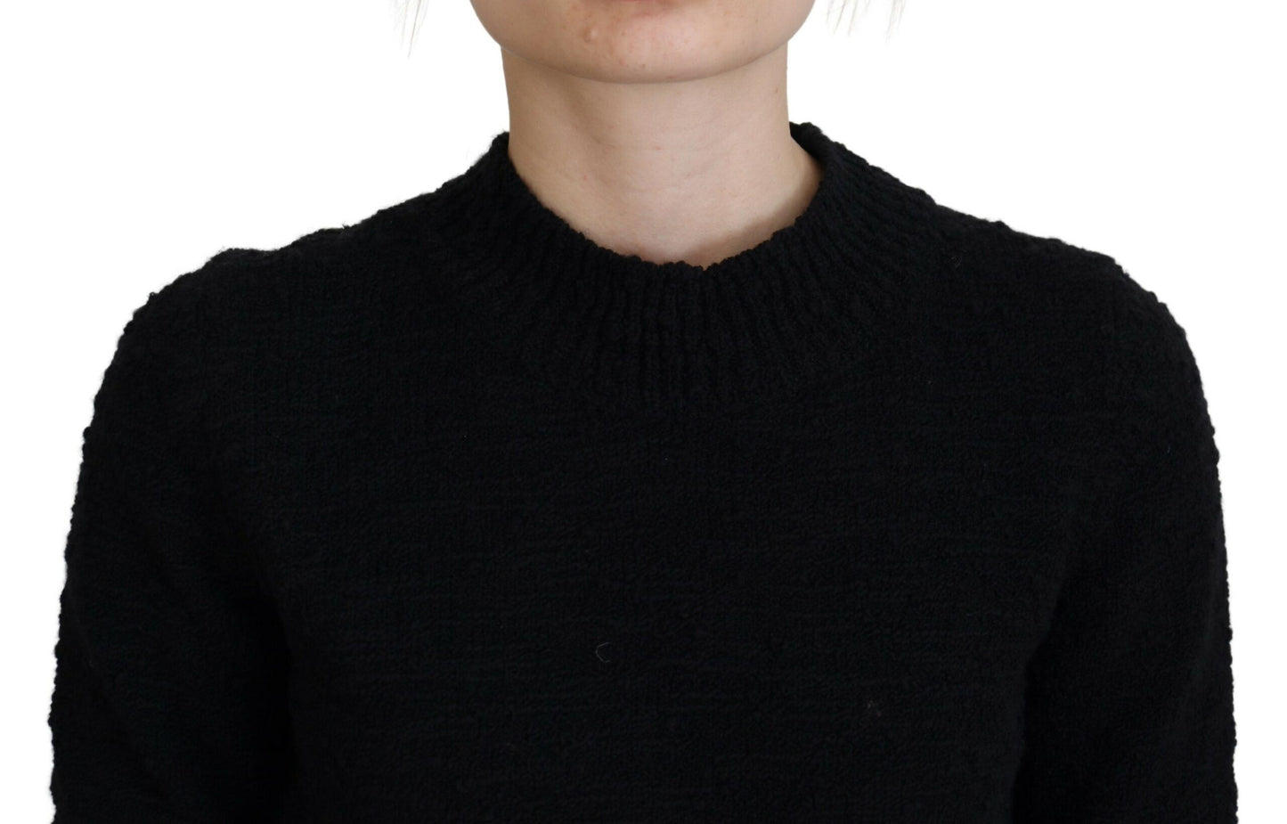 Dolce & Gabbana – Schwarzer Pullover aus Wollstrick mit Rundhalsausschnitt