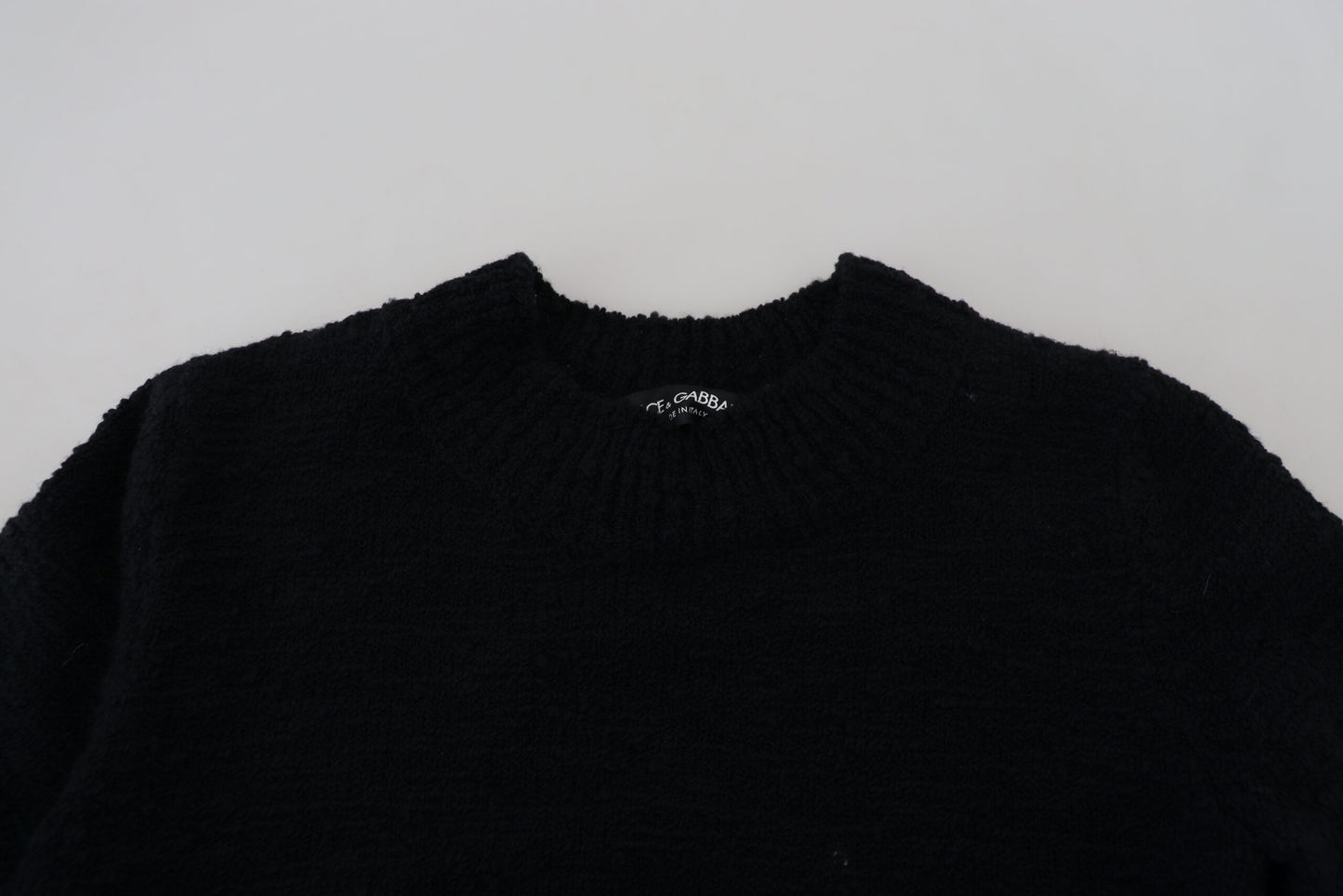 Dolce & Gabbana – Schwarzer Pullover aus Wollstrick mit Rundhalsausschnitt