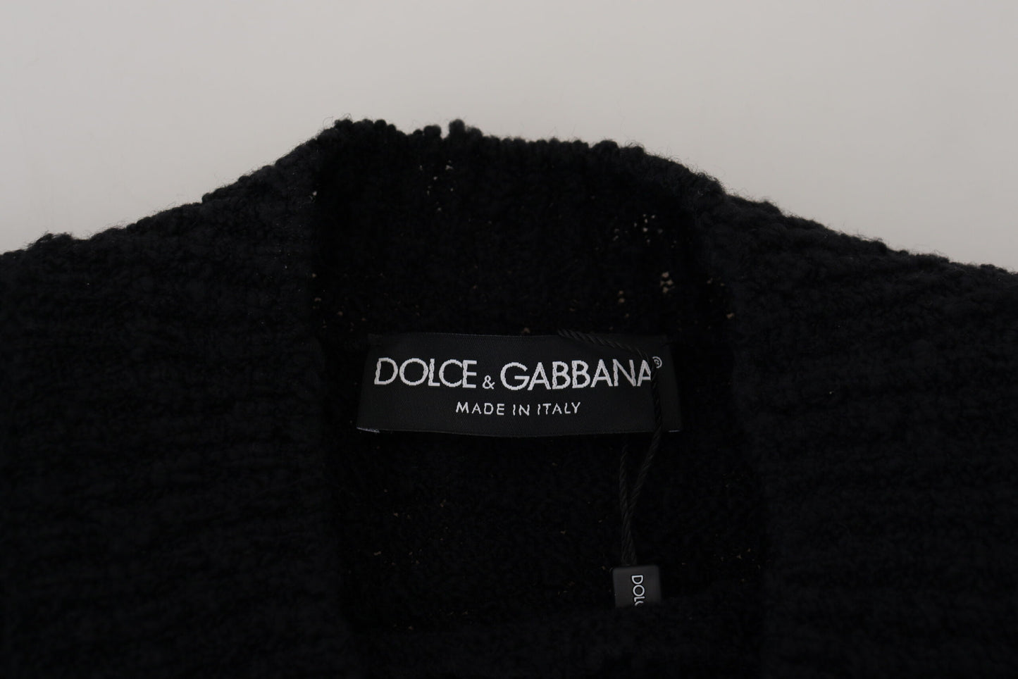 Dolce & Gabbana – Schwarzer Pullover aus Wollstrick mit Rundhalsausschnitt