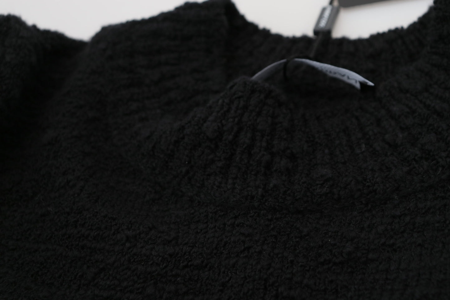 Dolce & Gabbana – Schwarzer Pullover aus Wollstrick mit Rundhalsausschnitt