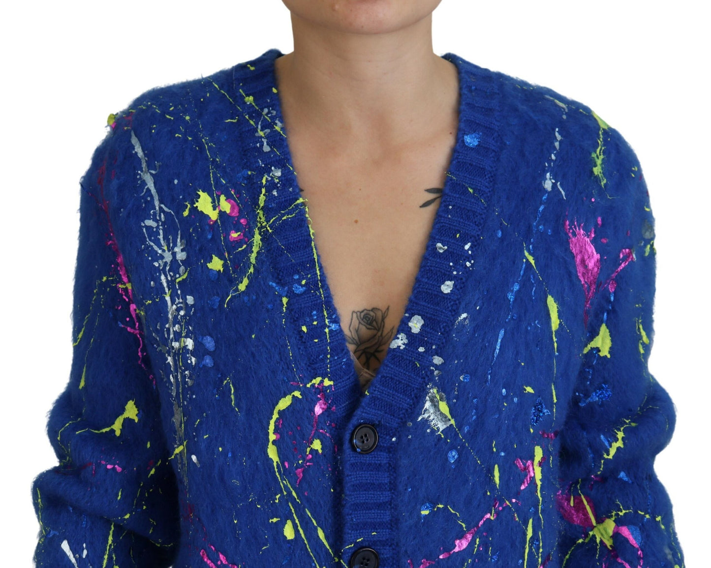 Dolce & Gabbana Blauer Color Splash Mohair-Cardigan