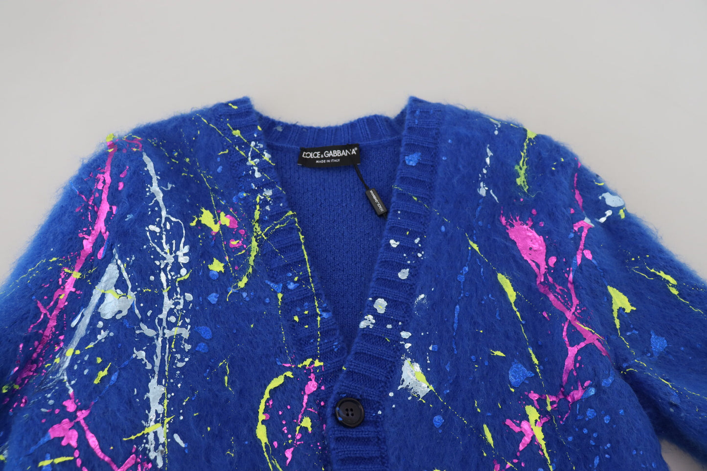 Dolce & Gabbana Blauer Color Splash Mohair-Cardigan