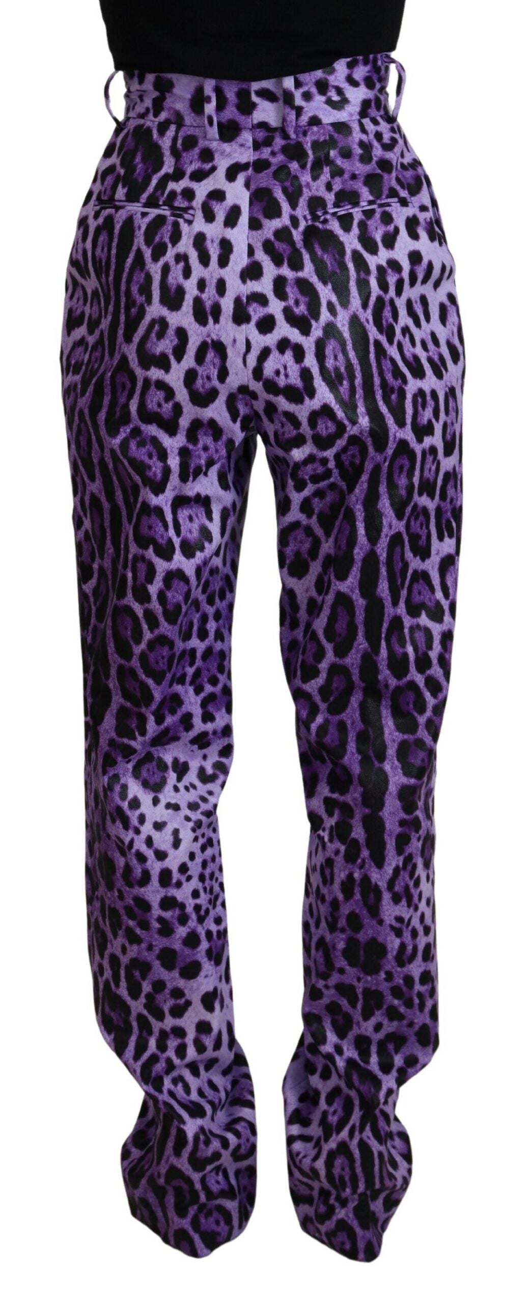 Dolce & Gabbana Lila Hose mit hohem Bund und Leopardenmuster