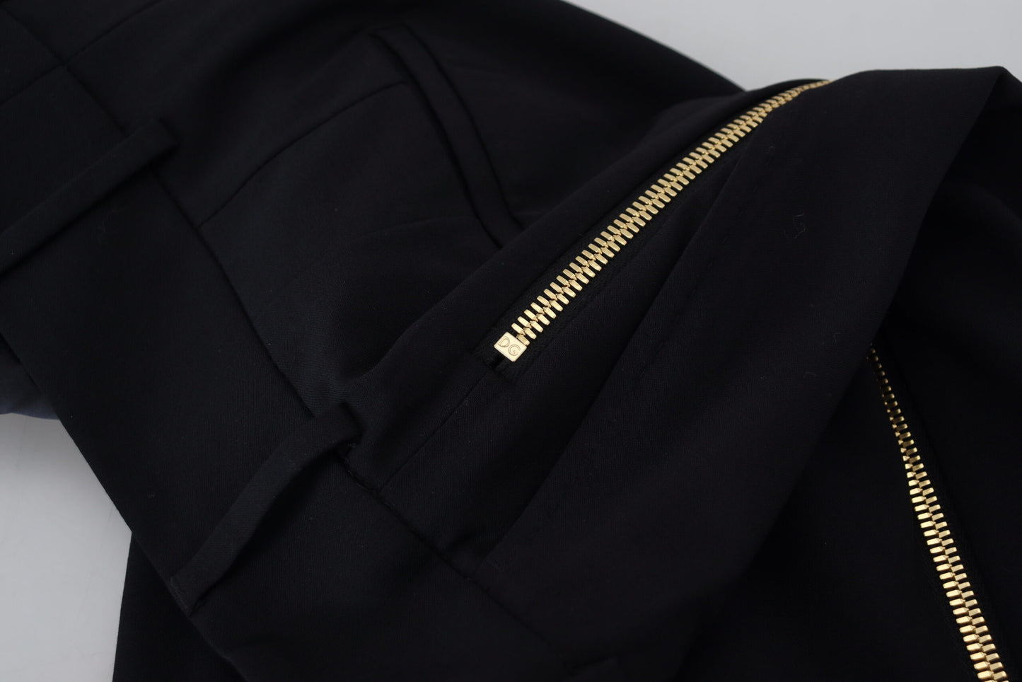 Dolce & Gabbana – Schwarze, hoch taillierte Karottenhose aus Wolle