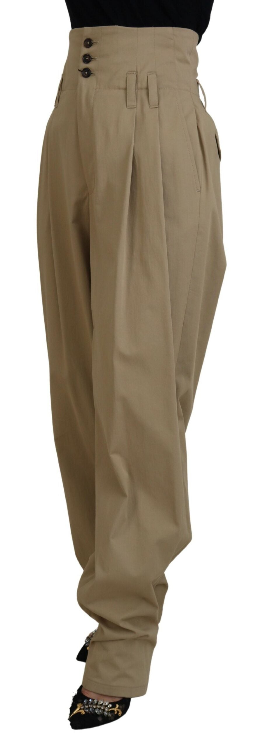 Dolce & Gabbana – Karottenhose aus brauner Baumwolle mit hoher Taille
