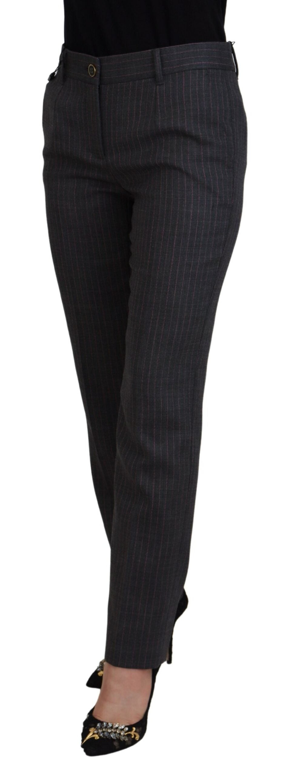 Dolce & Gabbana Grau gestreifte Woll-Taernerhose für Damen