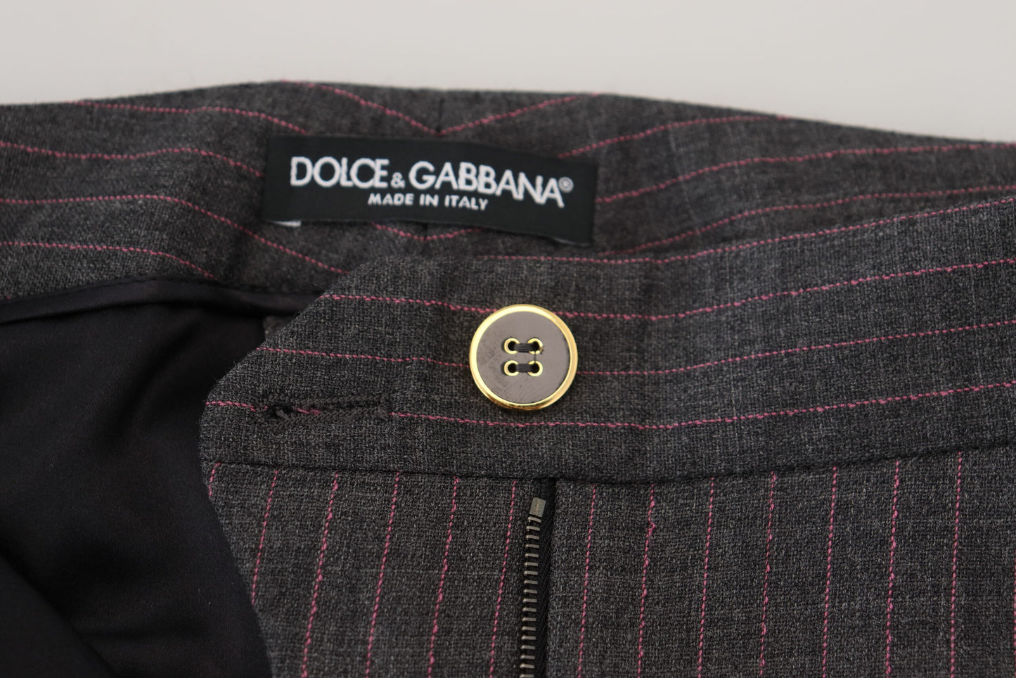 Dolce & Gabbana Grau gestreifte Woll-Taernerhose für Damen