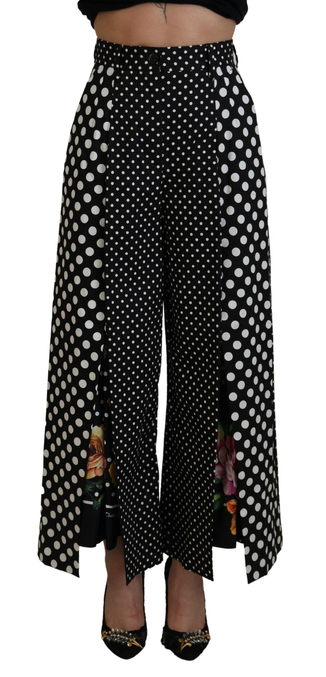 Dolce & Gabbana – Mehrfarbige Hose mit Tupfenmuster und hoher Taille