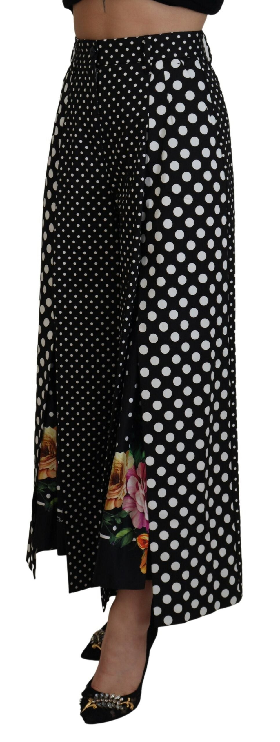 Dolce & Gabbana – Mehrfarbige Hose mit Tupfenmuster und hoher Taille