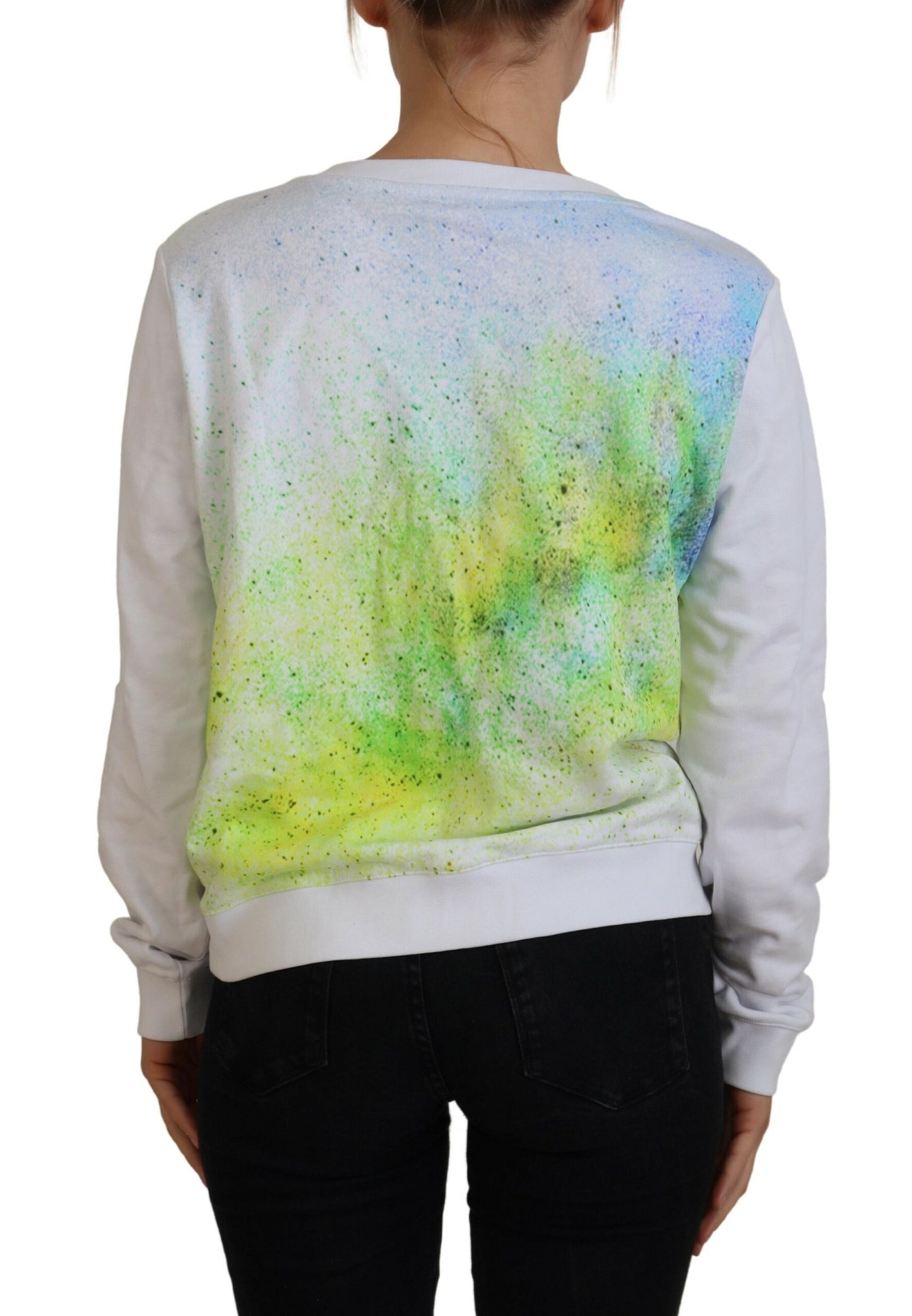 Versace Jeans – Weißer Pullover mit Grafikdruck und langen Ärmeln
