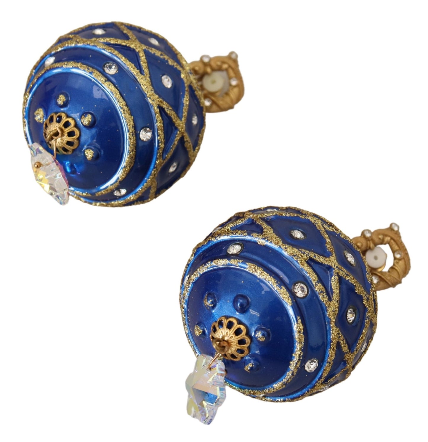 Dolce & Gabbana – Ohrclips aus goldfarbenem Messing mit blauen Kugeln und Kristallen