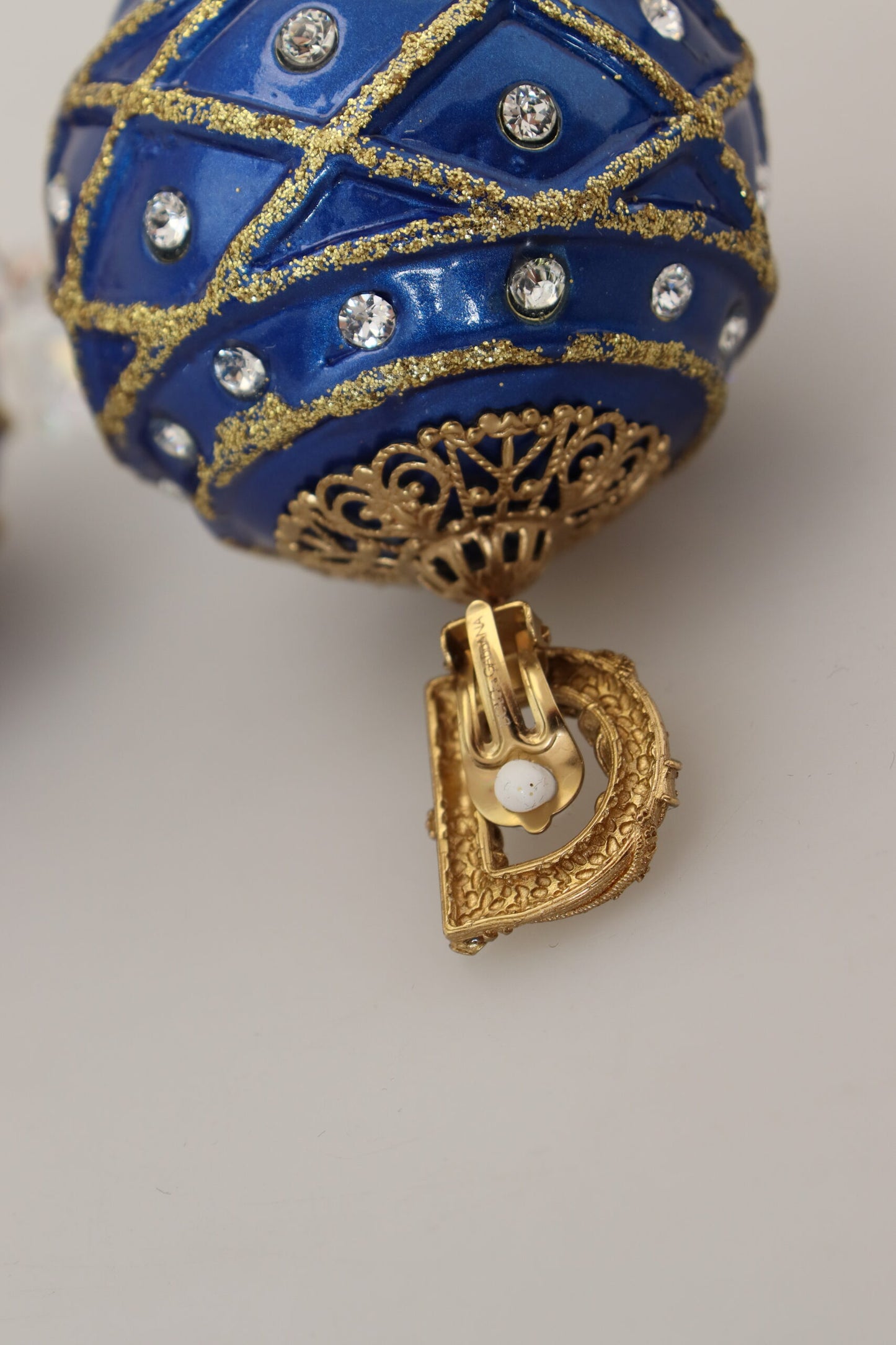 Dolce & Gabbana – Ohrclips aus goldfarbenem Messing mit blauen Kugeln und Kristallen
