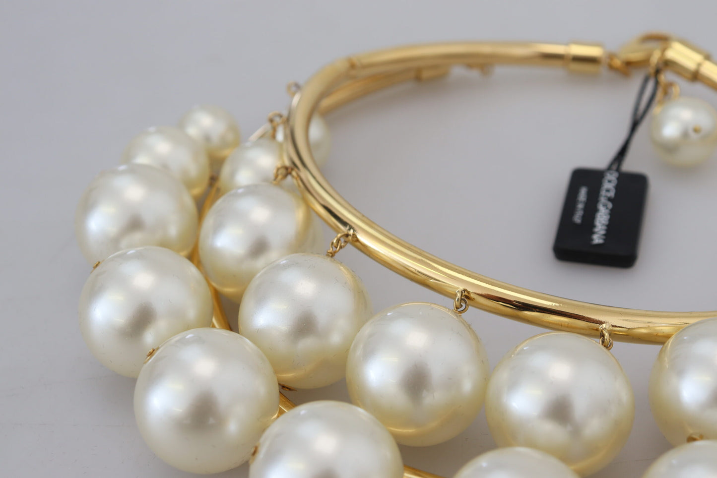 Dolce & Gabbana – Choker-Halskette aus Messing mit weißer Kunstperle