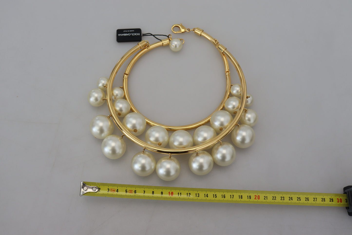 Dolce & Gabbana – Choker-Halskette aus Messing mit weißer Kunstperle