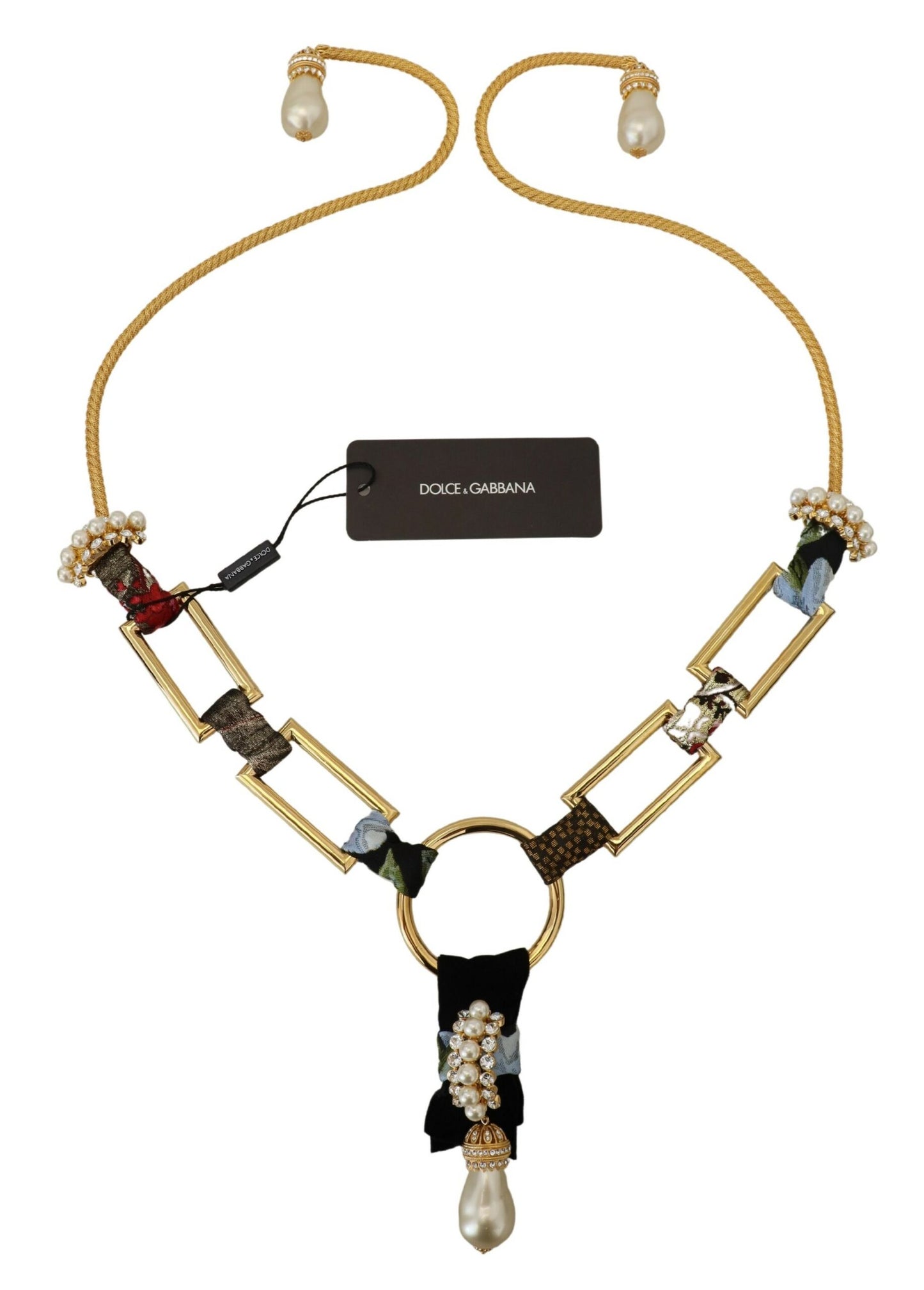 Dolce & Gabbana – Statement-Halskette „Sicily“ aus goldenem Messing mit Kristallen