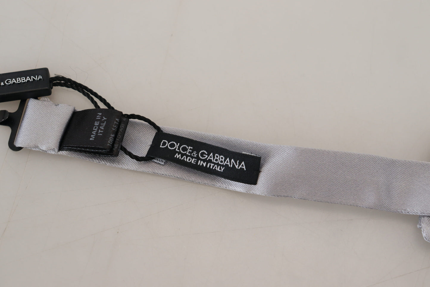 Dolce & Gabbana Graue Seiden-Papillon-Fliege für Herren mit verstellbarem Hals