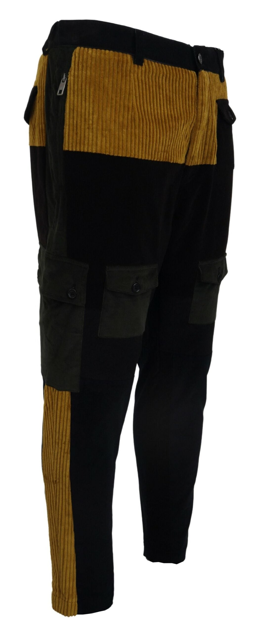 Dolce & Gabbana Schwarz Gelb Baumwolle Herren Hosen