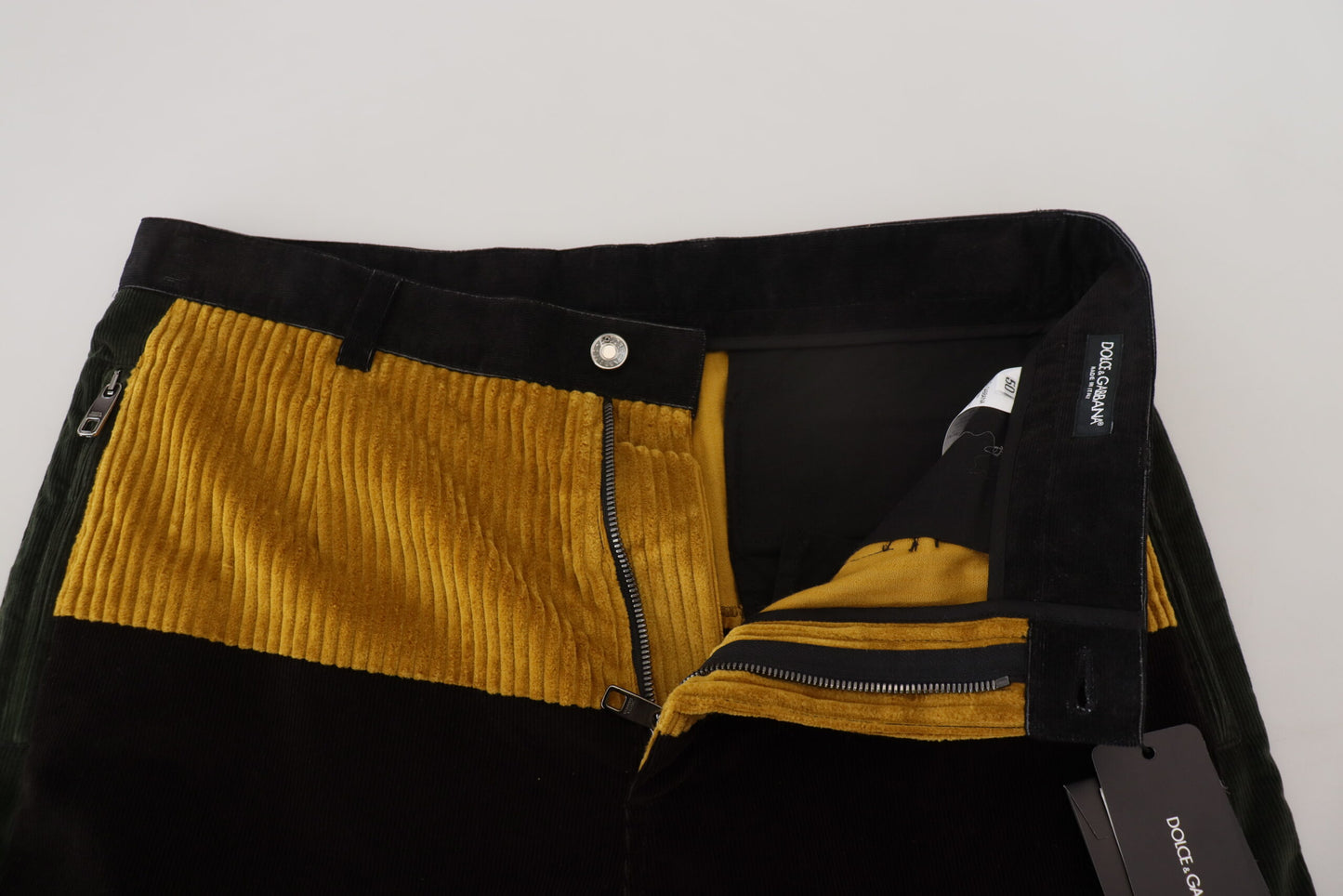 Dolce & Gabbana Schwarz Gelb Baumwolle Herren Hosen