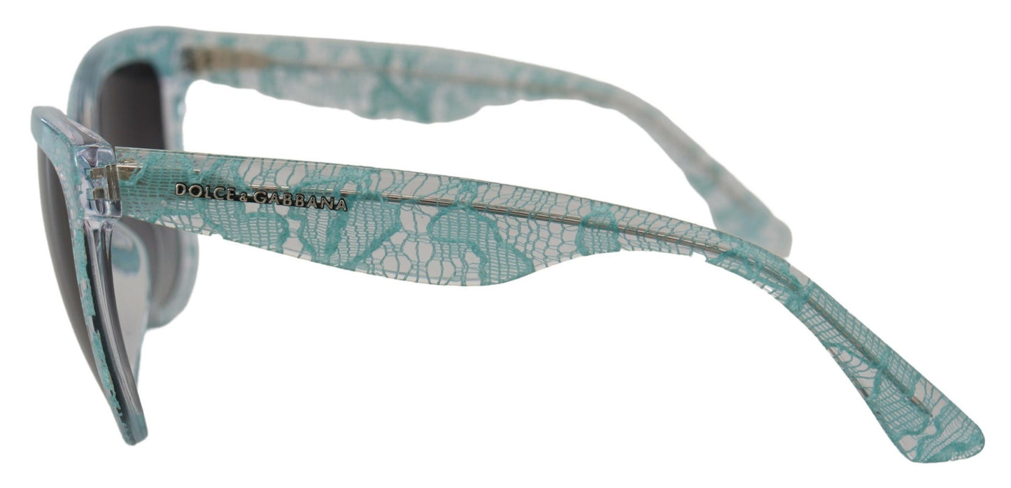 Dolce & Gabbana Blaue DG4190 Schmetterlingssonnenbrille aus Acetat mit Spitze und Kristallen