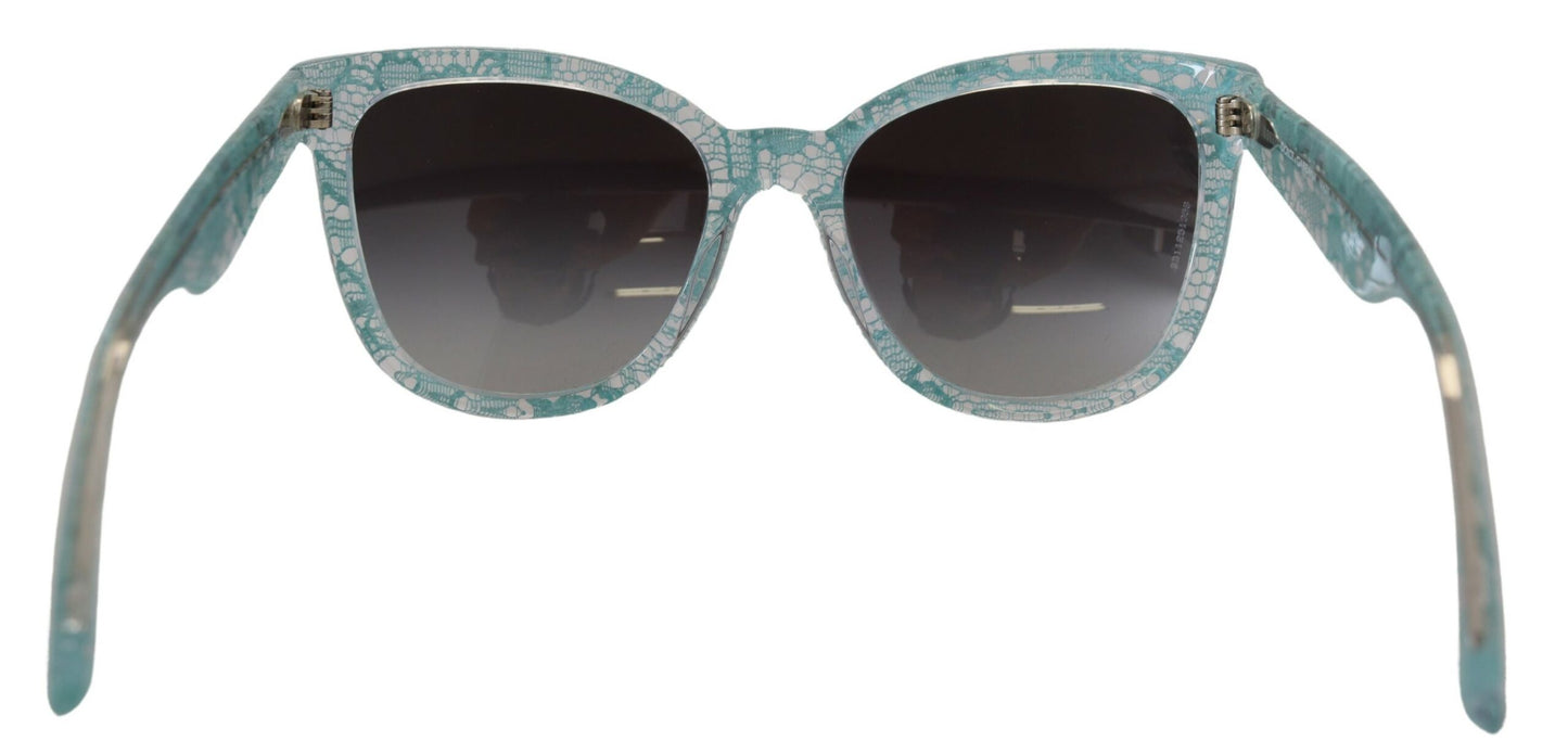 Dolce & Gabbana Blaue DG4190 Schmetterlingssonnenbrille aus Acetat mit Spitze und Kristallen