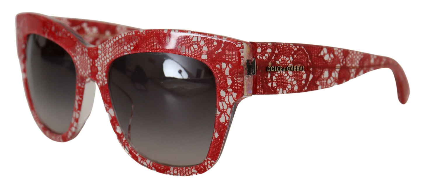 Dolce & Gabbana – Rote Sonnenbrille mit rechteckigem Acetat-Spitzenrahmen DG4231F