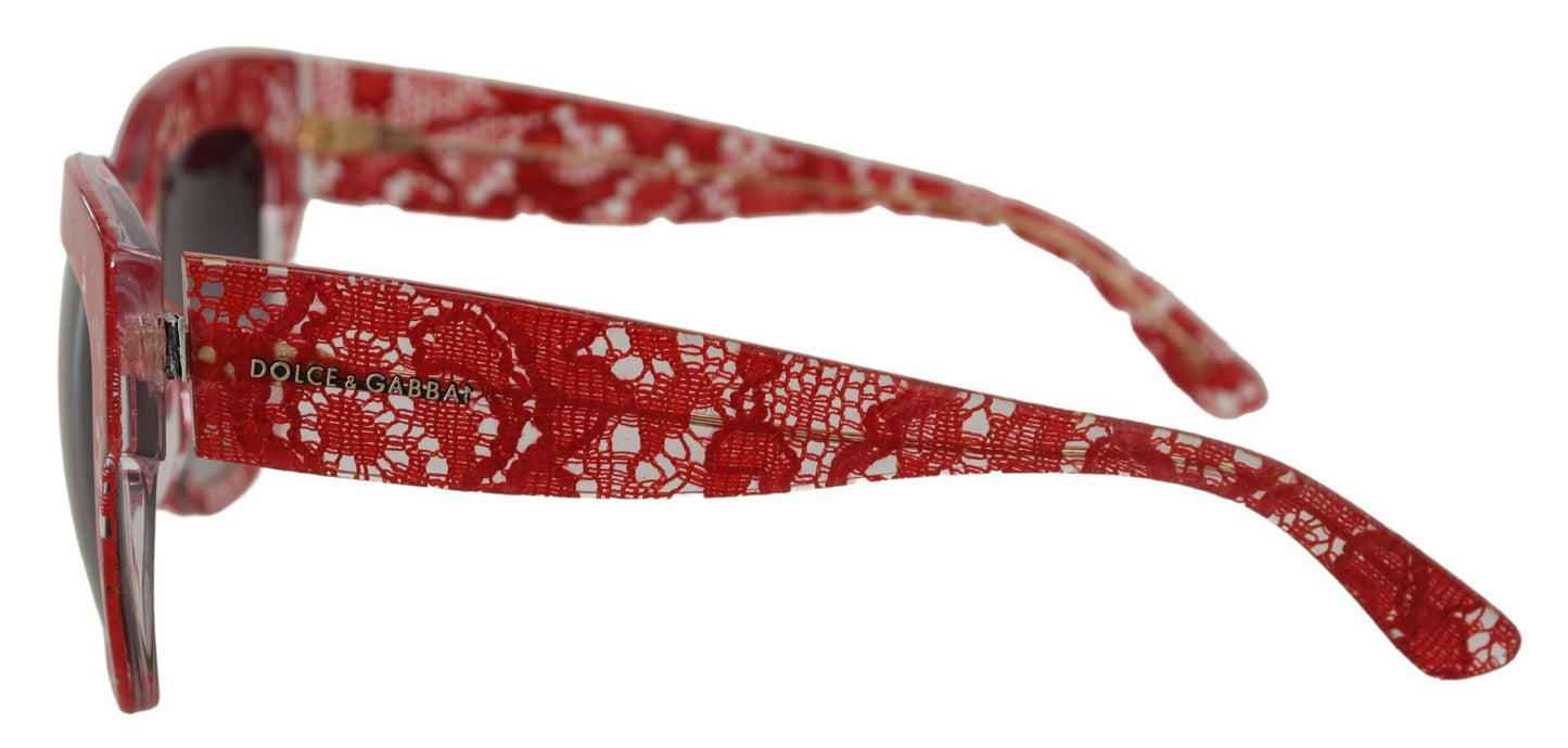 Dolce & Gabbana – Rote Sonnenbrille mit rechteckigem Acetat-Spitzenrahmen DG4231F