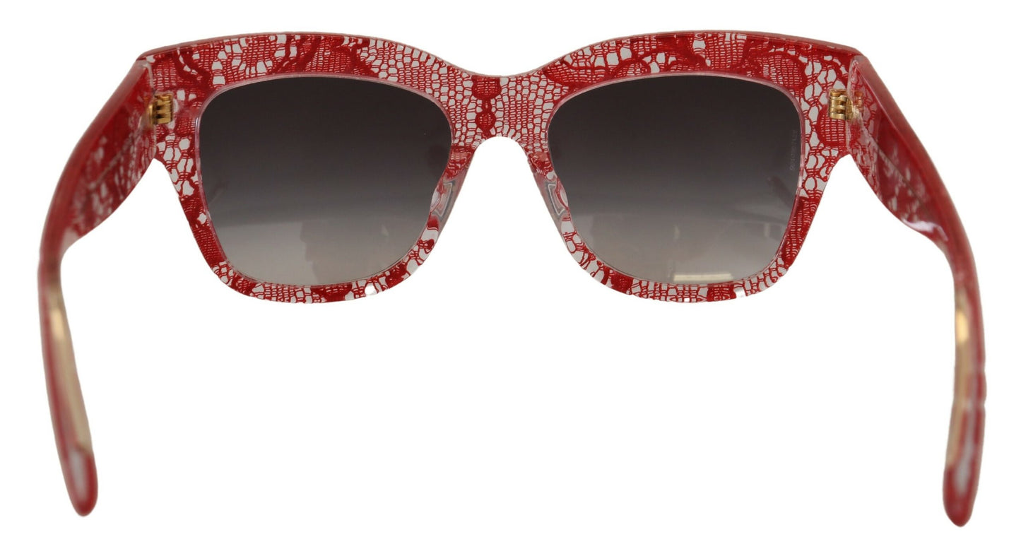 Dolce & Gabbana – Rote Sonnenbrille mit rechteckigem Acetat-Spitzenrahmen DG4231F
