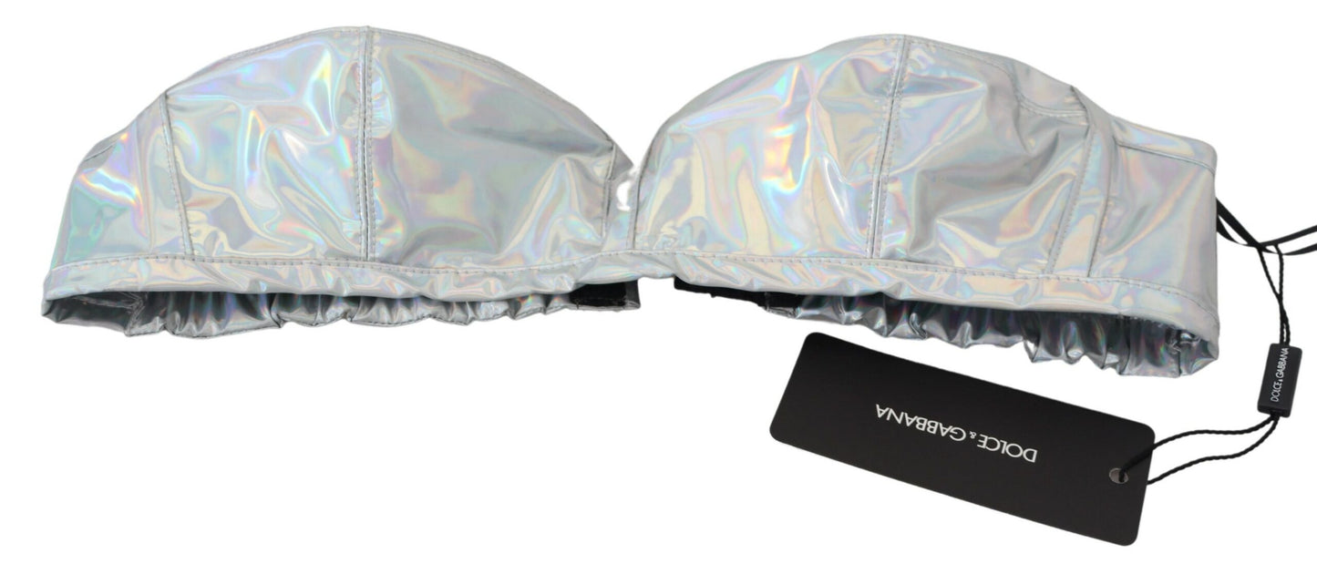 Dolce & Gabbana – Bustier-BH-Oberteil mit holografischem Effekt in Silber