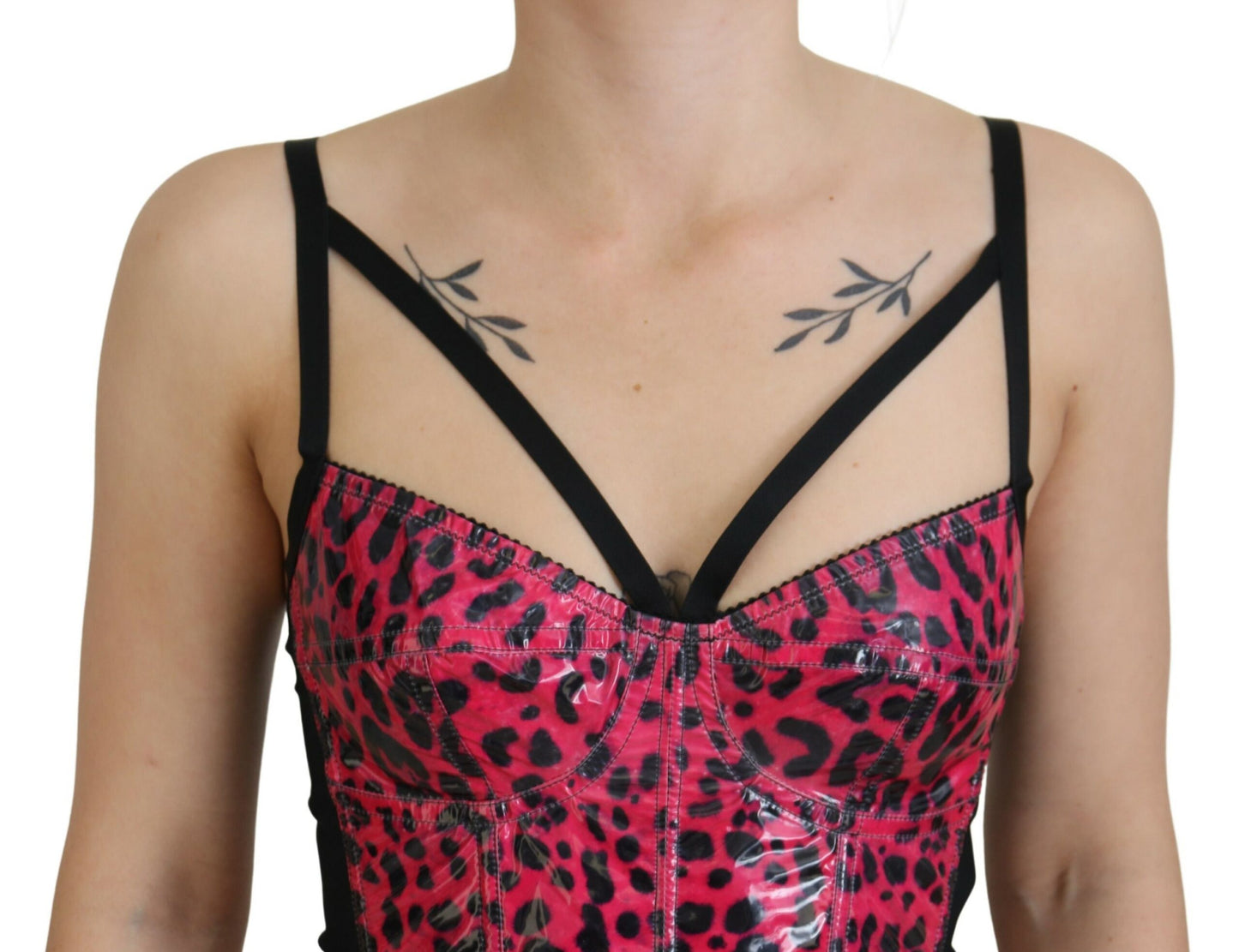Dolce & Gabbana – Kurzes Bustier-Korsett-Oberteil mit Leopardenmuster in Rosa