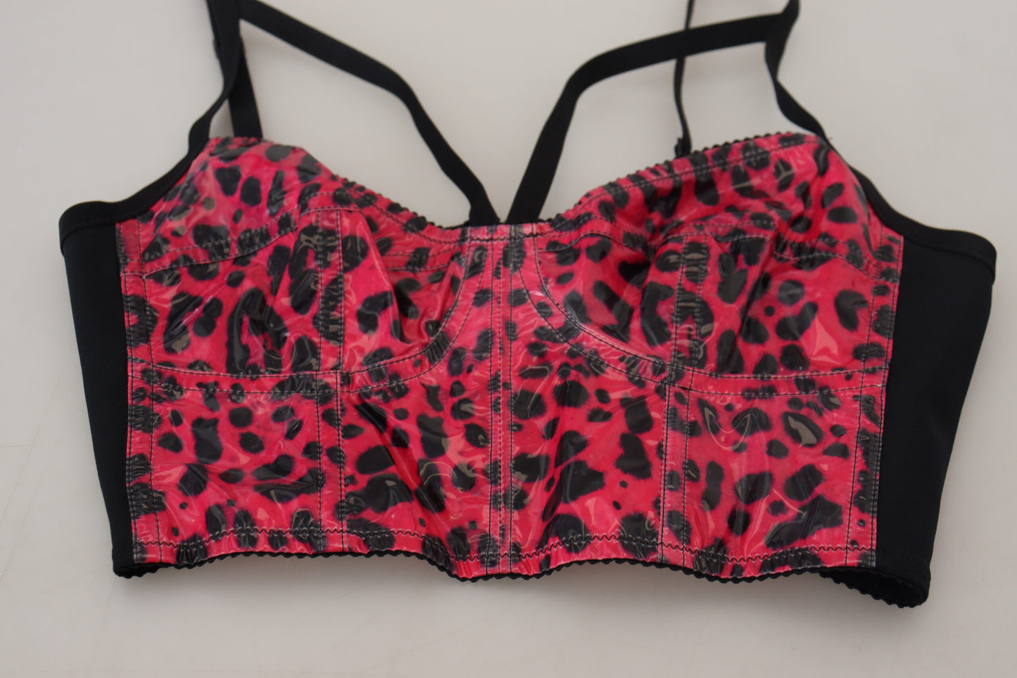 Dolce & Gabbana – Kurzes Bustier-Korsett-Oberteil mit Leopardenmuster in Rosa