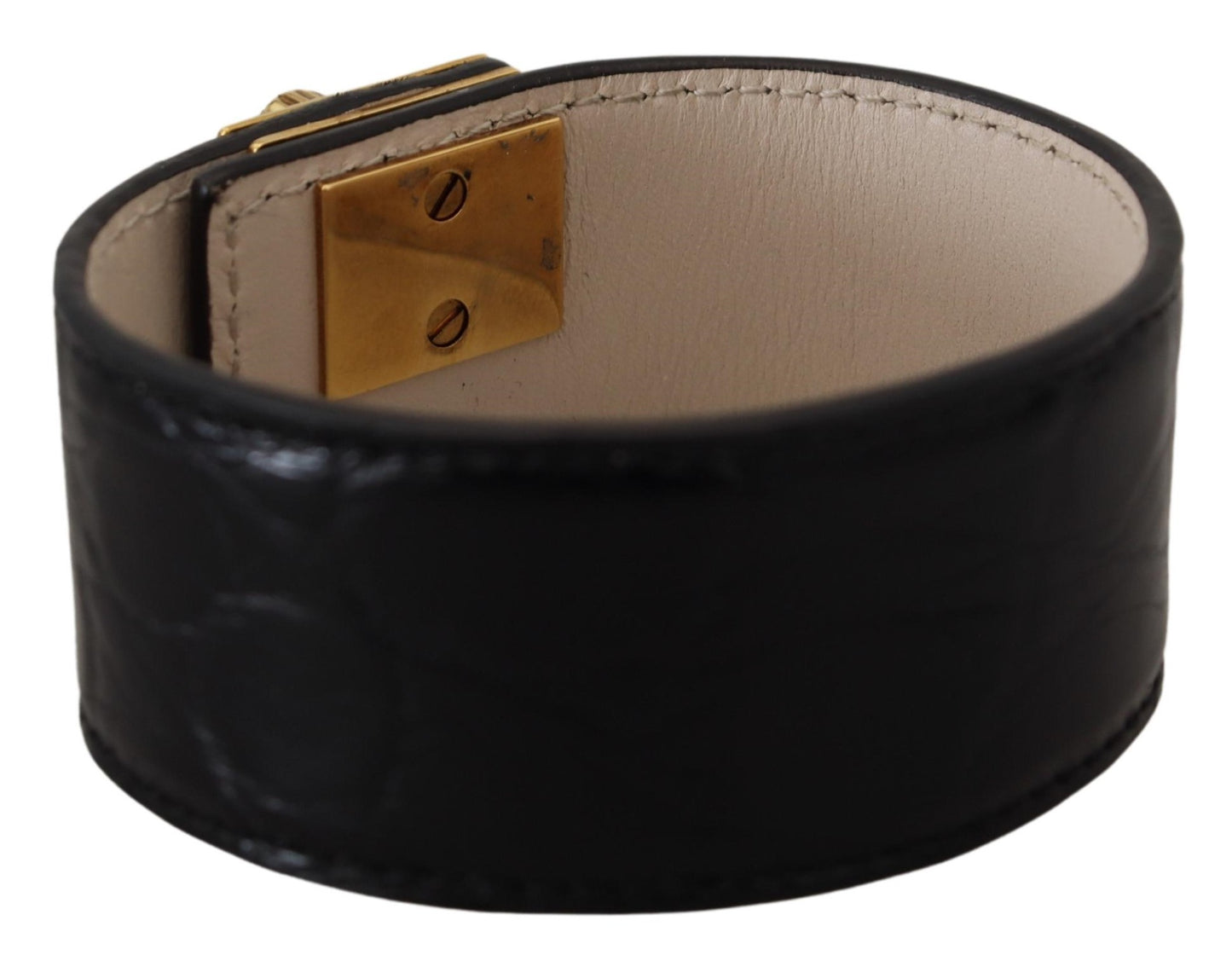 Dolce & Gabbana Schwarzes Dauphine-Lederarmband mit DG-Herz-Schlüsselring