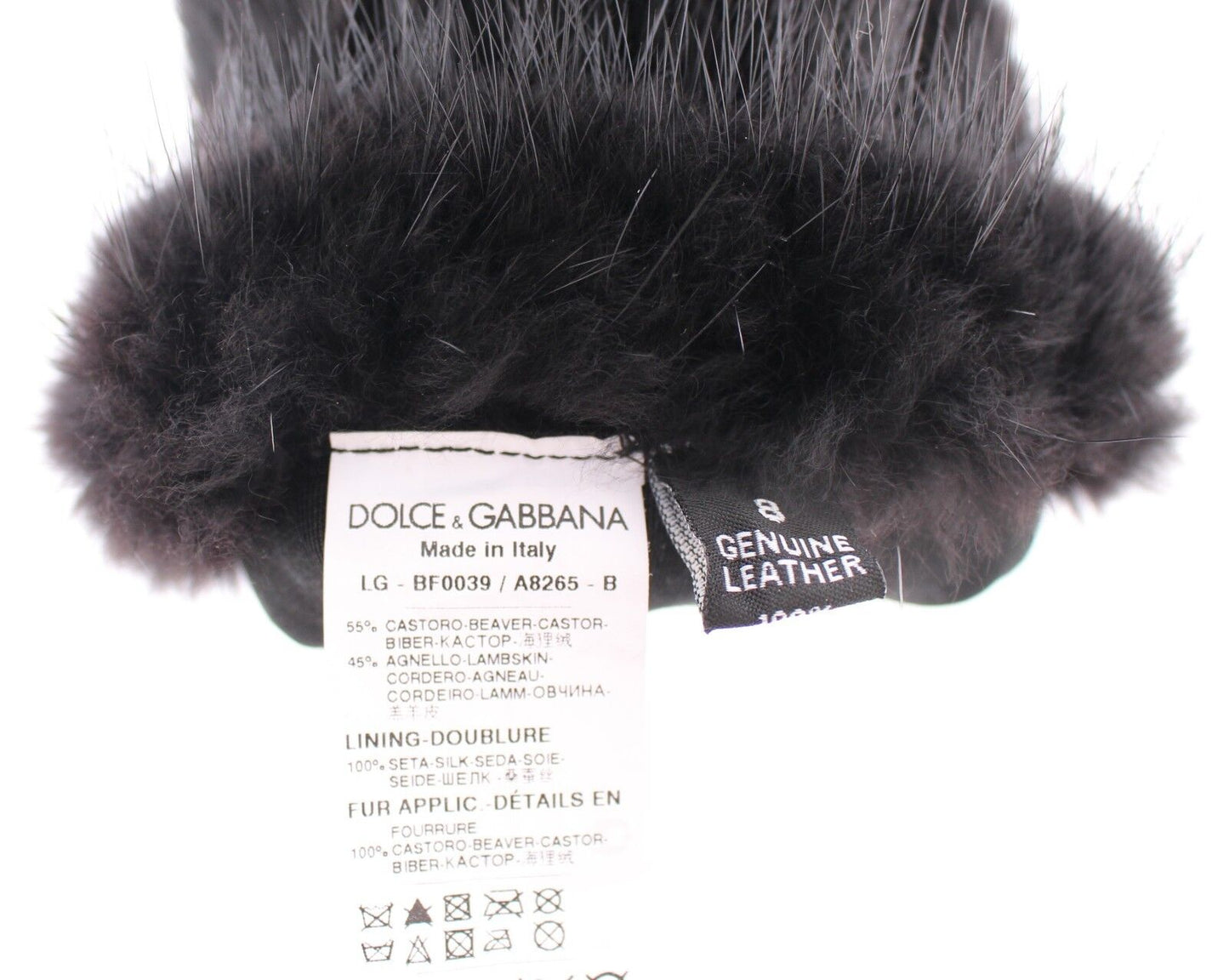 Dolce & Gabbana Schwarze Ellbogenhandschuhe aus Biberfell und Lammleder