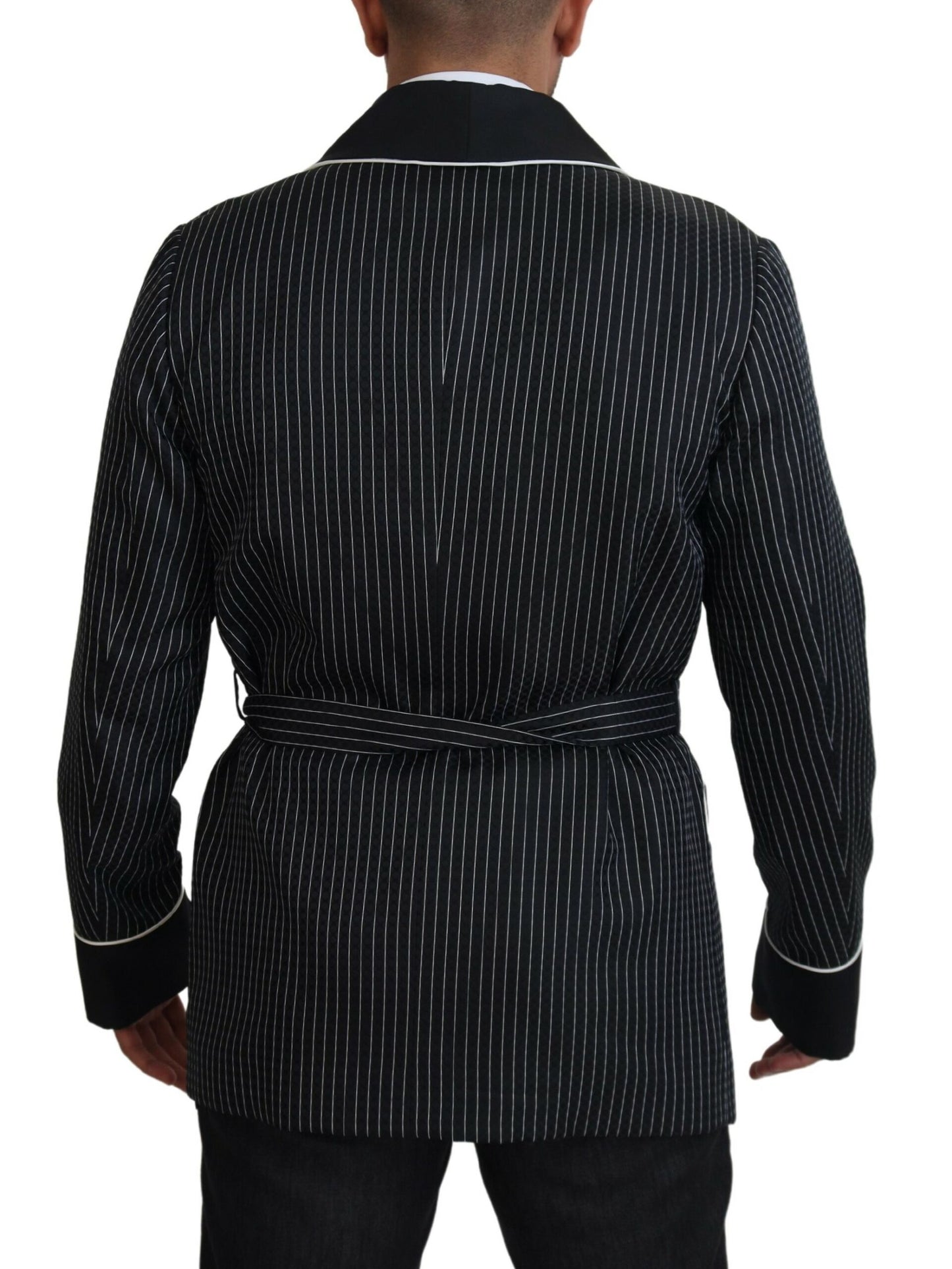 Dolce & Gabbana Schwarze Robe Gestreifte DG Patch Jacke Herren Blazer