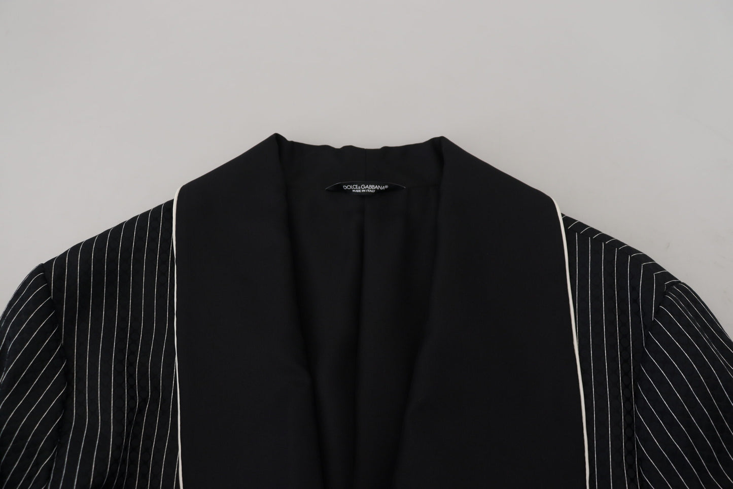 Dolce & Gabbana Schwarze Robe Gestreifte DG Patch Jacke Herren Blazer