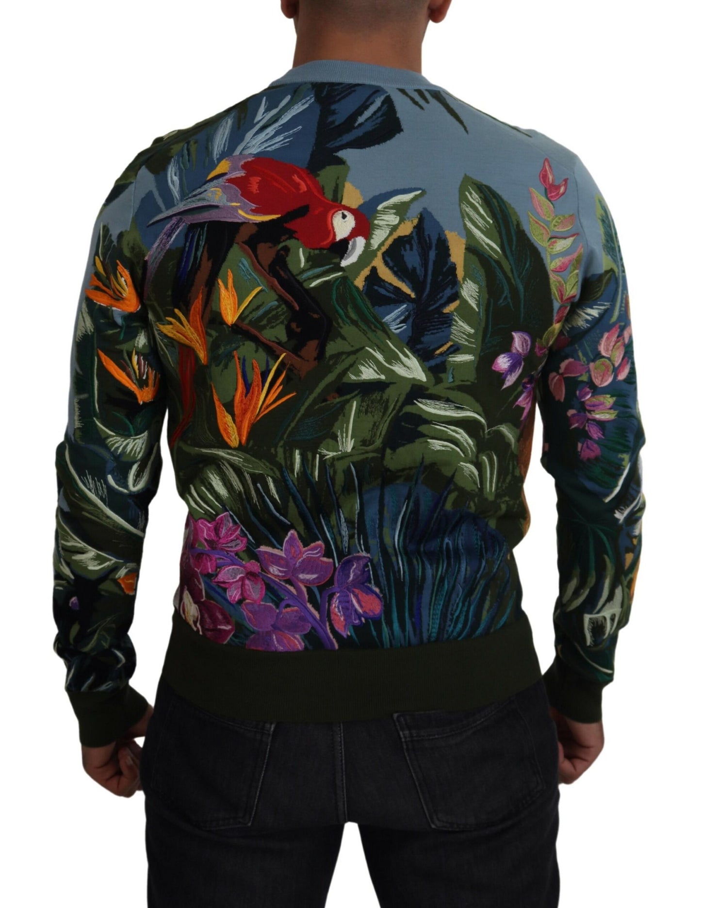 Dolce & Gabbana Mehrfarbiger Pullover aus Dschungelwolle mit Logo