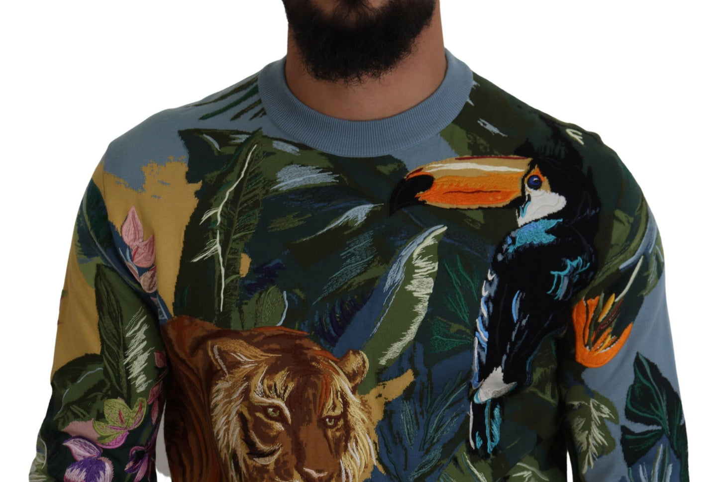 Dolce & Gabbana Mehrfarbiger Pullover aus Dschungelwolle mit Logo