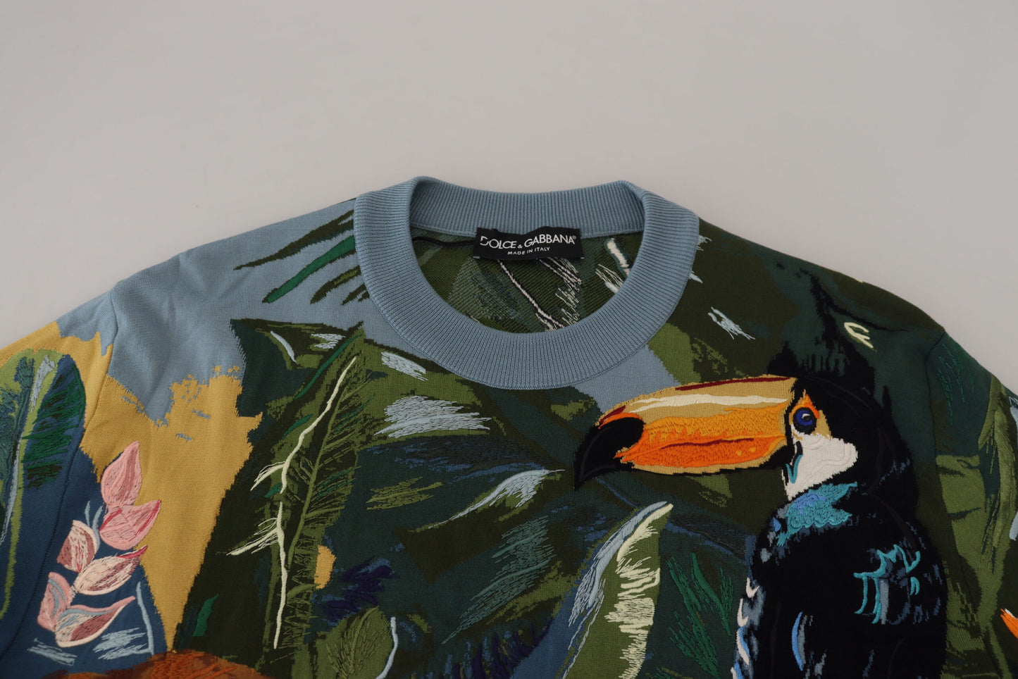 Dolce & Gabbana Mehrfarbiger Pullover aus Dschungelwolle mit Logo